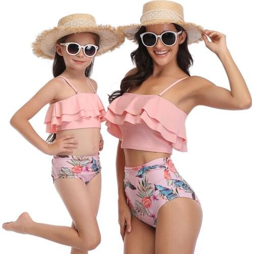 Mother And Daughter Swimsuit Mommy And Me Swimwear Bikini Family Matching Clothes Outfits Look Mom Mum Baby Dresses Clothing
