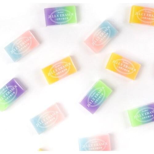 36pcs Kawaii Erasers Gradient Jelly Color Erasers for Pencils Cute Korean Stationary Student Office Items Fashion Girl Kids Gift