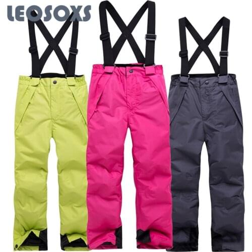 LEOSOXS Childrens Ski Pants 2020 Winter Windproof Waterproof Alpine Ski Pants Snowboard Pants Warm Breathable Snow Pants