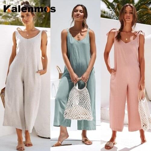 Plus Size Summer Sexy Sleeveless Jumpsuits Solid Casual Backless Overalls Women Spaghetti Strap Bodysuit Long Romper Ropa Mujer