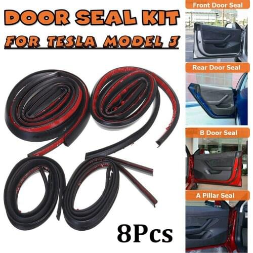 Hot-selling 8 Pieces Of Tesla Model3 Door Seal Kit Sound Insulation Rubber Weatherproof Sealing Strip Accessory Set Fast Deliver