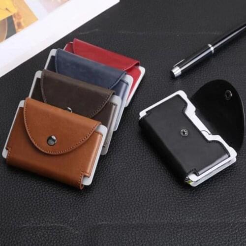 RFID chief travel Mini Wallet Card Holder metal crazy horse PU credit card holder Porte ordering wallet male man id card holder