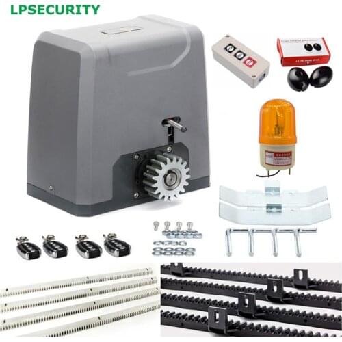 LPSECURITY 1000KG auto gate outdoor sliding gate motor opener with photocells, alarm light,push button,keyfobs, racks 4m 5m 6m