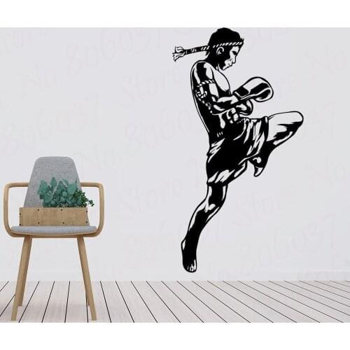 Muay Thai Kickboxing Club Sticker Boxer Car Decal Free Combat Vinyl Striker Wall Decor Mixed Martial Arts MMA Club Decals WL399