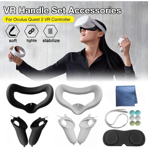 12 Pcs/set VR Protector Set VR Glasses Silicone Cover Controller Protector Kit Replacement for Oculus Quest 2