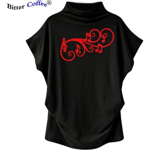 NEW Wife Gift Music Note Letter Print Summer NEW Women T Shirt For Female Femmes Batwing Sleeve T-Shirt Tops Plus Size