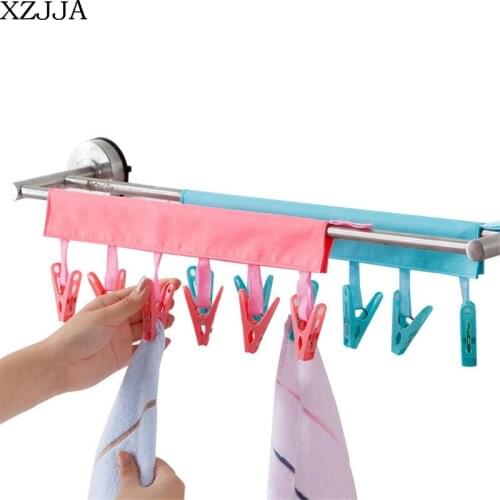 XZJJA Portable Travel 6 Clip Hanger Folding Clothes Underwear Socks Drying Clips Home Bathroom Wardrobe Rail Hanging Organizers