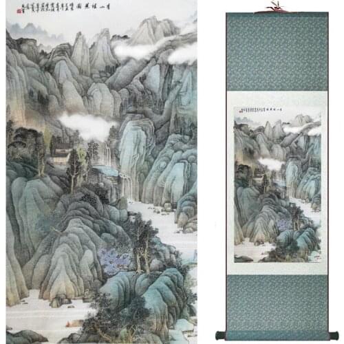 Landscape painting Home Office Decoration Chinese scroll painting Mountains and river painting 19082421