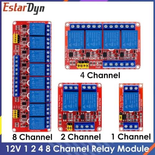 Relay module 1 2 4 8 Channel 12V Relay Module Board Shield with Optocoupler Support High and Low Level Trigger for Arduino