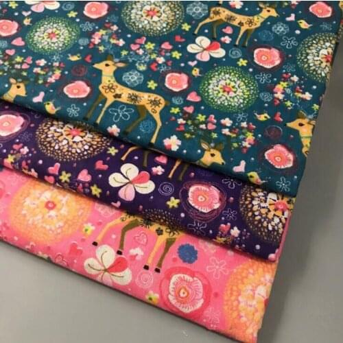 Width 150cm Lovely Deer Printed Cotton Linen Fabric DIY Sewing Quilting Linen Cotton Fabric Material Home Textile Handmade Craft