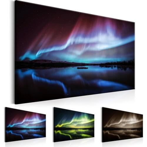 Modern Wall Decor HD Printed Aurora Borealis Painting on Canvas Home Decoration Print Poster Picture for Living Room(No Frame)