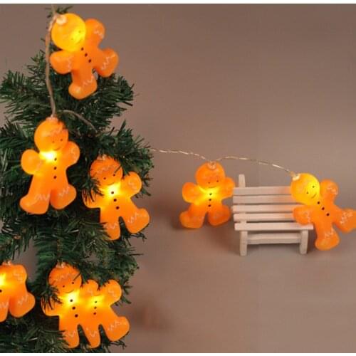 Thrisdar Gingerbread Man LED String Light Cookie Man Lamp 3D Gold Plastic Cute String Light Decor Bedroom Xmas Wedding Party