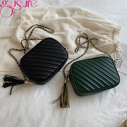 Gusure Vintage Brand Womens Shoulder Bags Simple Flap Designer PU Leather Messenger Bags Mini Chain Handbags Lady Crossbody Bag