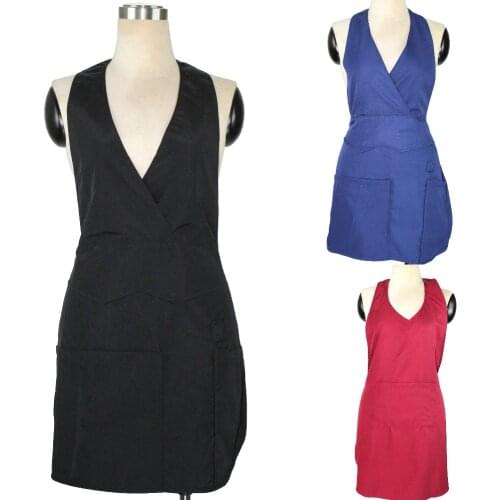 3 Colors Working Apron Kitchen V Neck Hair Apron In Professional Design Hairdressing Apron For Hairdresser A-03 In High Quality