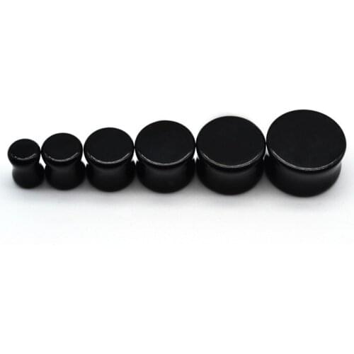1 PCS Black Onyx Organic Natural Polished Stone Ear Plugs Ear Expander 6MM 10MM 16MM Body Piercing Tunnels Jewelry Free Shipping
