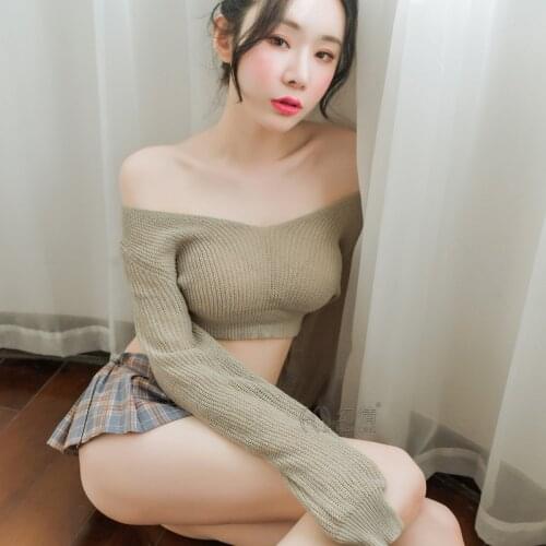 Sexy v neck Long Sleeve Virgin Killer Sweater Japanes Knitted Sexy backless Women Sweaters Pullovers Nightclub sexy clothing