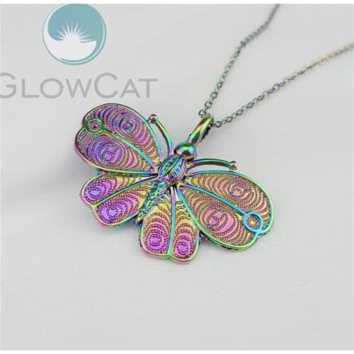 New Trendy Punk Vintage Rainbow Insects Butterfly Pendant Gift Necklace for Women Personality Party Jewelry