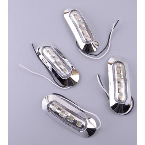1 Set Universal 4 LED Clearance Side Marker Lamp Light White Waterproof 1.2W 24V for Truck Trailer Van Boat Caravan