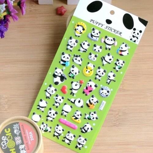 1 Sheet Cute Panda Sponge Decorative Stickers Kids Student Notebook Diary Decoration for Album Handbook