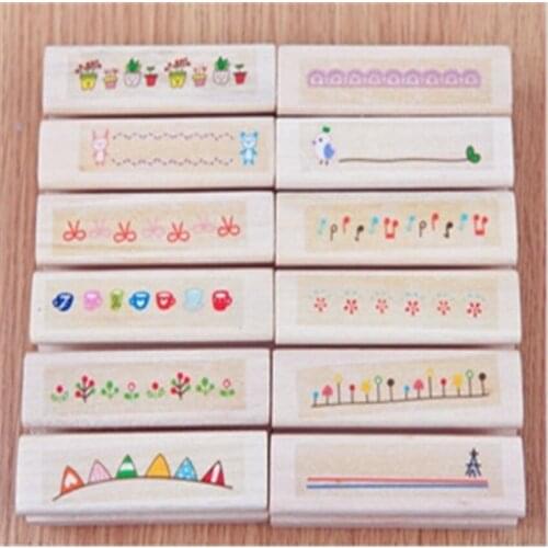 1Pcs Iron Tower Wood Stamps DIY Wooden Rubber Stamp Rose Flower Letters Diary Craft Card Stamps Set For Scrapbooking