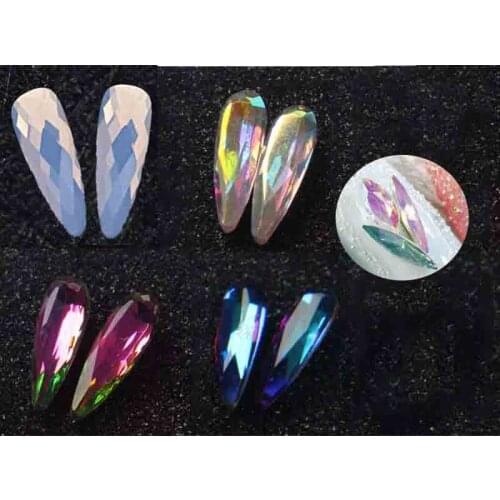 1 Pack Flatback Glass Nail Rhinestones 100PCS/Bag Crystals AB Flat Back Teadrop Raindrop rhinestone gems for Nail Art - 3*10mm