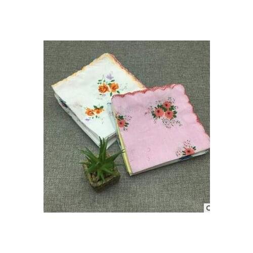 1pc Vintage Style Floral Flowers Handkerchief Lady Women Cotton Hanky 30CM*30CM