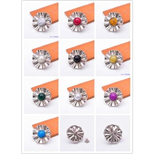 10pcs Bling Silver Fashion Flower Bead Pearl Concho For Hatband Leathercraft Clothes Saddle Bridle Headstall Belt Decor