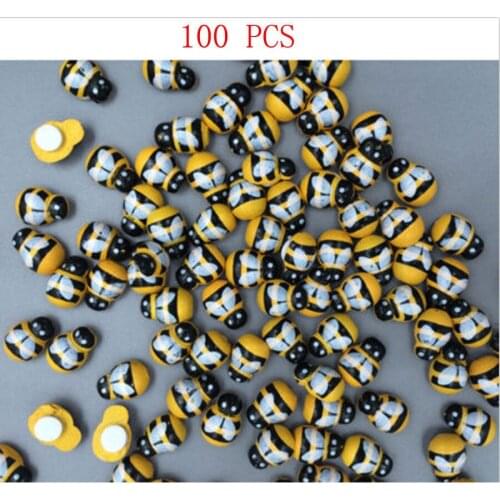100pcs Wooden Wood 3D Art Animal Bee Stickers Fridge Wall Decorative 13mmX10mm
