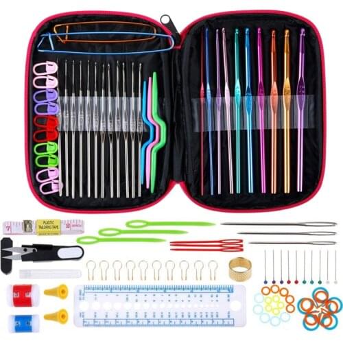 22/100Pcs DIY Crochet Hooks Needles Stitches Knitting Craft Case Crochet agulha set Weaving Tools Sewing Tools