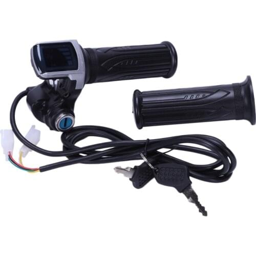36V Universal Electric Bicycle Throttle Handle With Led Display Indicator Speed Power Display Key Lock For Electric Scooter Twis