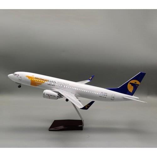 47CM Airplane B737-800 Aircraft Mongolian Airline W Light and Wheel Landing Gears Resin Plane Model Toy Collection Display