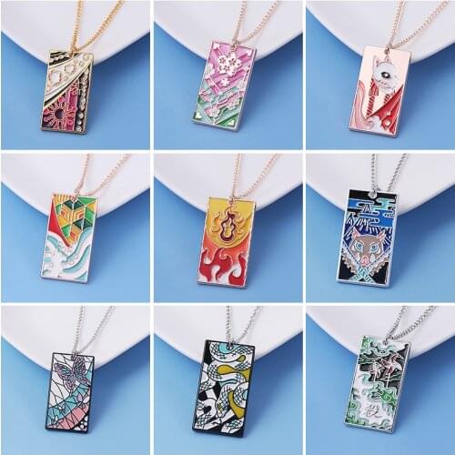 Anime Demon Slayer Pendant Necklace Kimetsu No Yaiba Rengoku Kyoujurou Uzui Tengen Kanroji Mitsuri Necklaces Jewelry