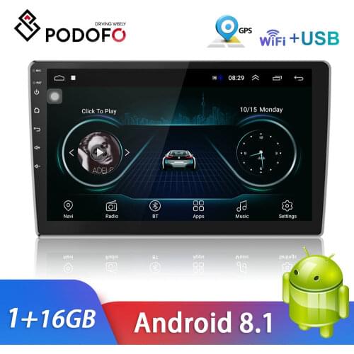 Podofo Android 10.1'' Car Stereo Radio Multimedia MP5 Player with Bluetooth WIFI GPS FM Radio Receiver Support Rear Camera