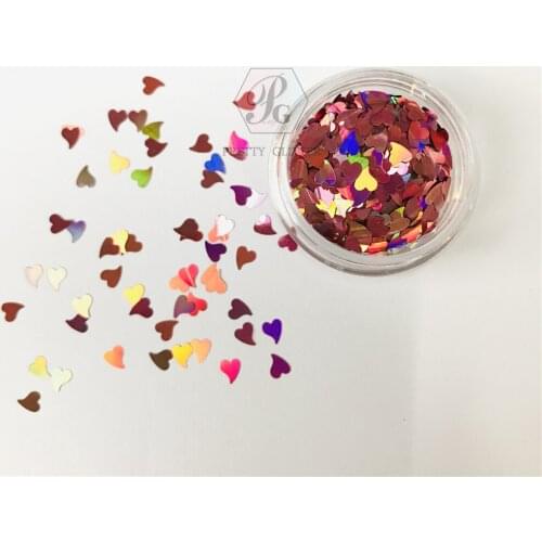PrettyG 10g-200g 3MM Heartbeat Holographic Glitter Sequins For Nails Henna Tattoo Tumbler Crafts Art Decoration Accessories