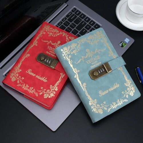 Retro Agenda 2021 A5 Password Notebook Diary with Coded Lock Portable Booklet European