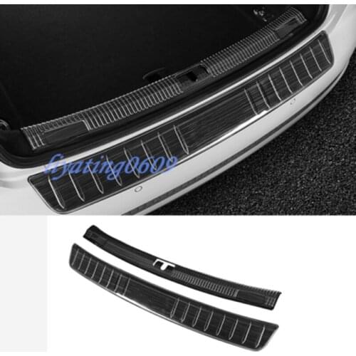 Black titanium Rear Bumper Guard Sill Protector Plate For Audi A4 B9 2017-2018 Car Styling Accessories