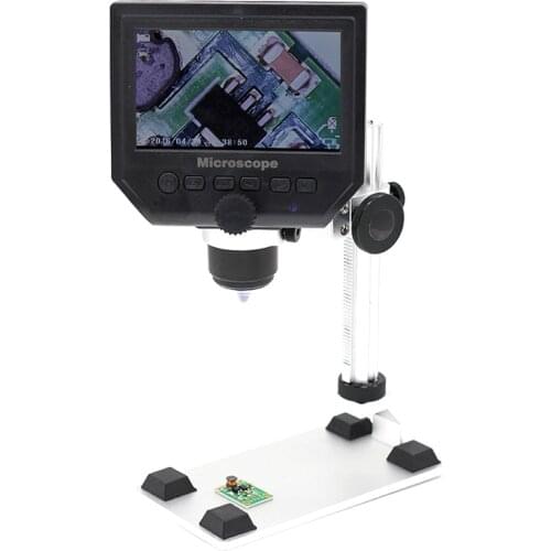 600X 3.6MP Digital Microscope LED Magnifier microscope for Mobile Phone Microscope With Aluminum Alloy Stent 4.3 Inches HD OLED
