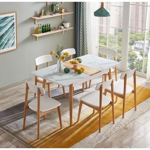 Home table chair Nordic simple home tempered glass expandable dining table chair