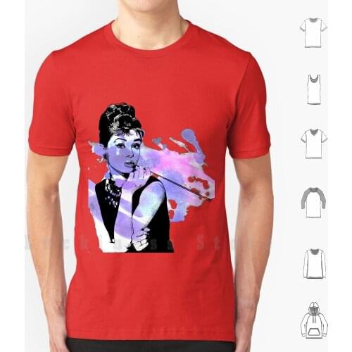 Audrey T Shirt DIY Cotton Big Size S-6xl Audrey Hepburn Icon American Americana Pop Art Stencil Vintage Celebrity Hollywood