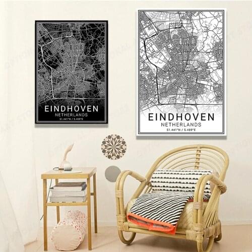 Netherlands Eindhoven Map Canvas Art Poster