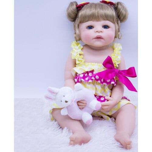 DOLLMAI 55cm blond Bebe girl Reborn doll Washable all silicone Reborn Baby Doll Toy Newborn Princess Children Birthday Gift Doll
