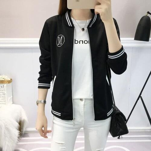 2020 Autumn Women Zipper Long Sleeve Bomber Coats Casual Stand Collar Patchwork Loose Thin Baseball Jacket Basic Outwear Female