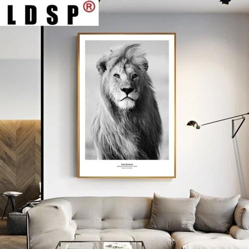 LDSP Lion Posters Print Black White Lion Africa Wall Art Wildlife Animal Canvas Painting Modern Picture Living Room Home Decor