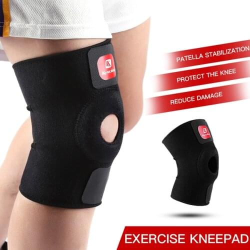 Arbot Elastic Knee Support Brace Kneepad Adjustable Patella Knee Pads Safety Guard Strap For Basketball Free Size Black Kneecap