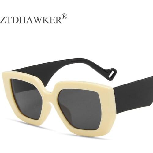2021 New Fashion Trend Thick Sided Beige Sunglasses Womens Personality Polygonal Contrast Eyeglasses Retro Glasses
