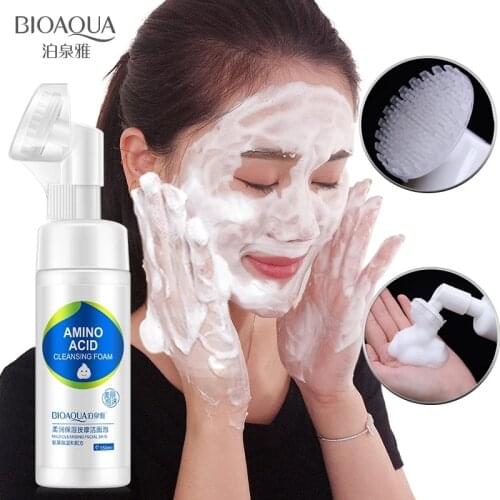 BIOAQUA Amino Acid Facial Cleanser Foam Exfoliating Cleansing Pore Moisture Skin Care Washing Brush Korean Cosmetics Make Up