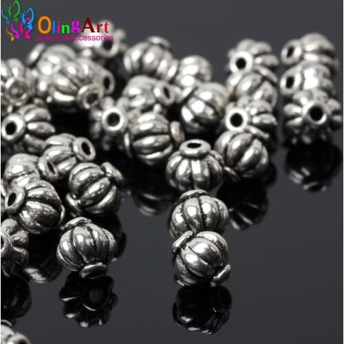 OlingArt 6MM 30pcs Tibetan Lantern Spacer Beads Round Metal Daisy Wheel Spacers for diy Jewelry Making Metal Lantern Retro