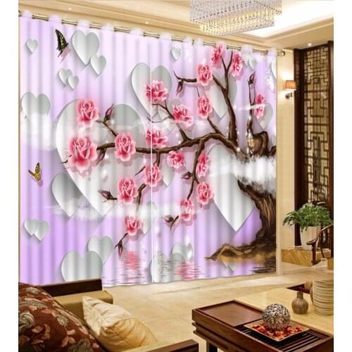 Custom Photo Curtains Washable Polyester/Cotton Bedroom Curtains New Creative Flower Curtain Blackout