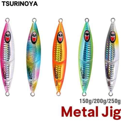TSURINOYA Slow Metal Jig Lure RAMBLE 150g 200g 250g Metal Spoon Jigging Saltwater Luminous Metal Hard Fishing Lure Sea Fishing
