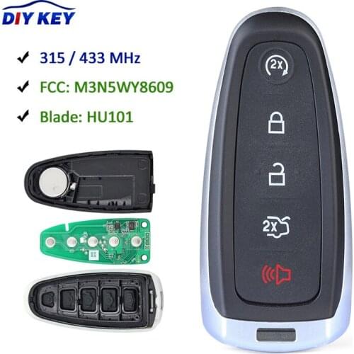 DIYKEY Remote Start Smart Prox Key Transmitter 315MHz / 433MHz HU101 Blade for Ford Escape Focus C-max 2013-2017 M3N5WY8609